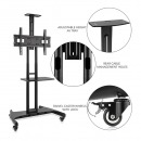 Soporte Móvil ajustable RC1500P para Pantalla 44" - 60" hasta 45.5KG de peso Negro